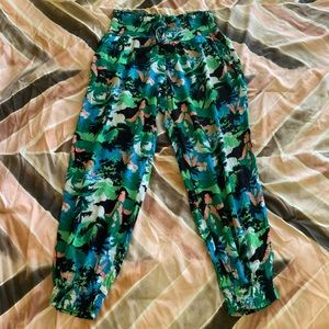 aerie tropical print harem pants